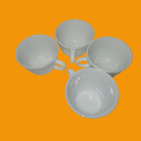 Set of 4 White Pyrex 6 oz. Coffee Cups Milk Glass White - Picture 3 of 4